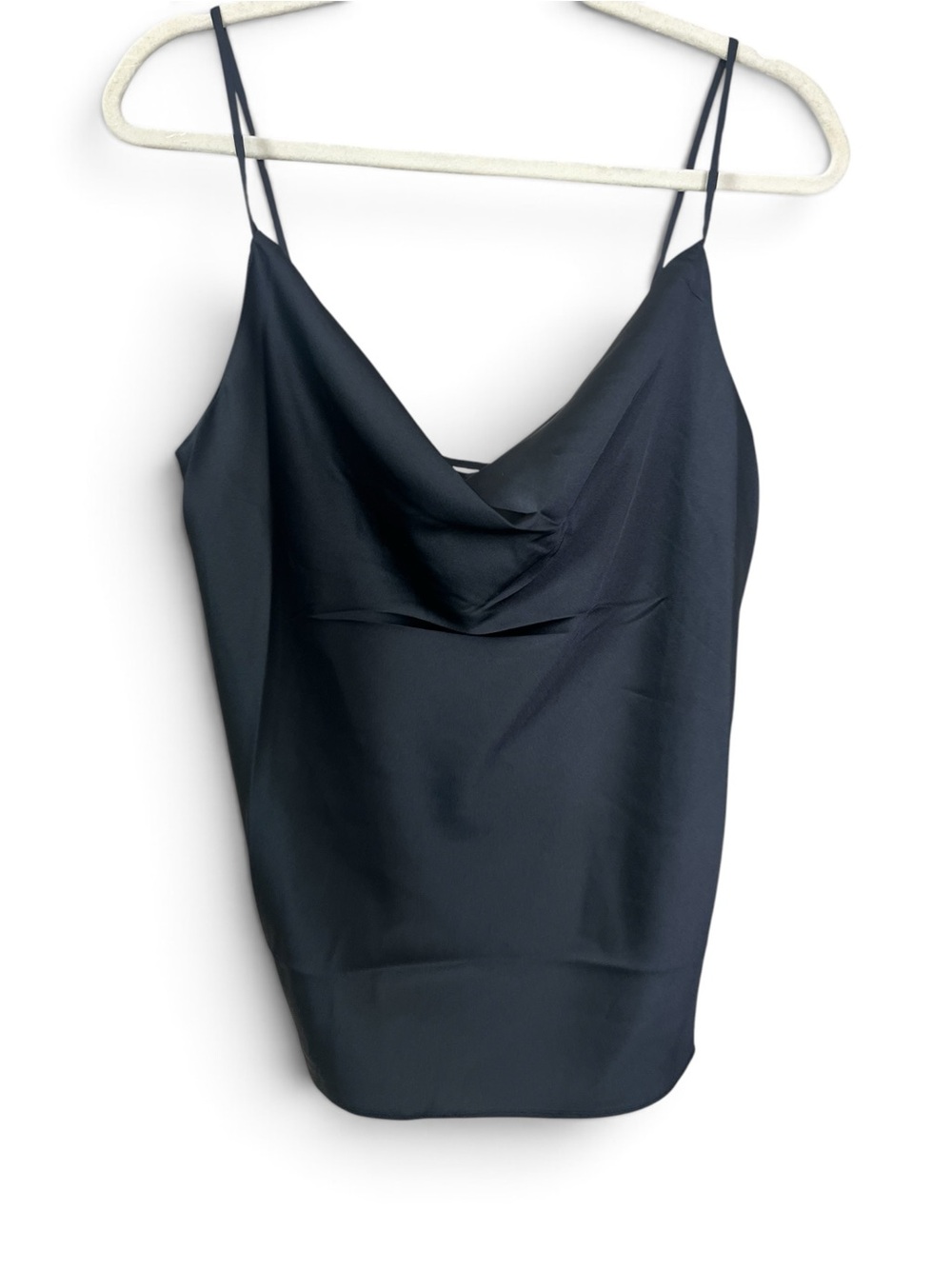 The Drop Satin Camisole Black Cowl Neck Top